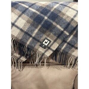 Tumi Superfine Alpaca Plaid Blanket Handcrafted Brown Blue Handcrafted 78x 60